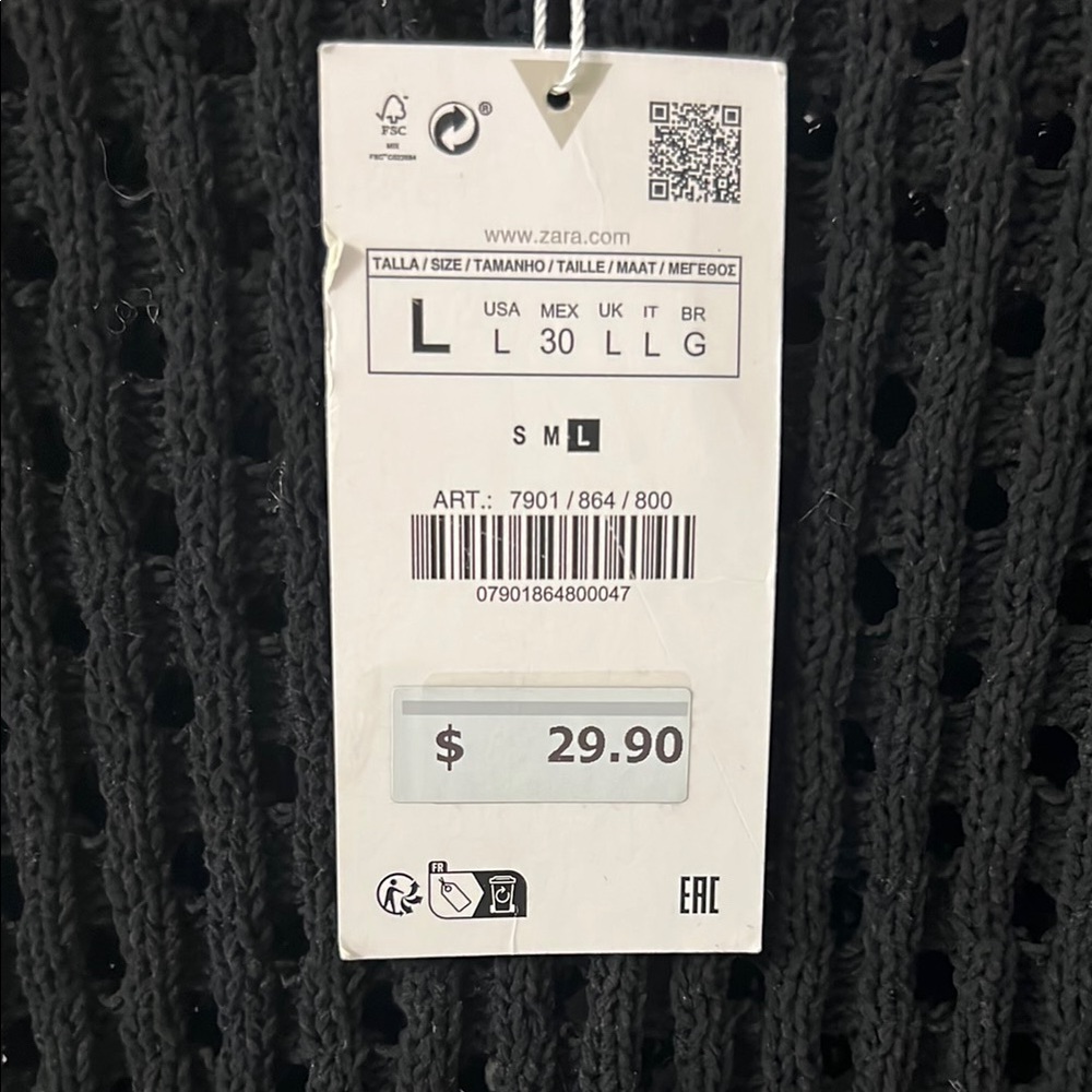 Zara Black Ruffled Ribbed Blouse - Picture 4 of 5
